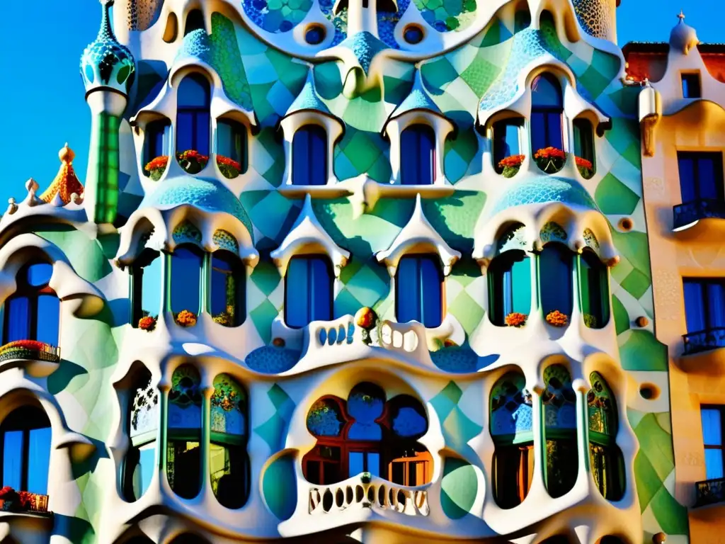 Experiencia arquitectónica en Hotel Casa Batlló: fachada ornamental de Gaudí, detalles vintage y encanto histórico en las calles empedradas