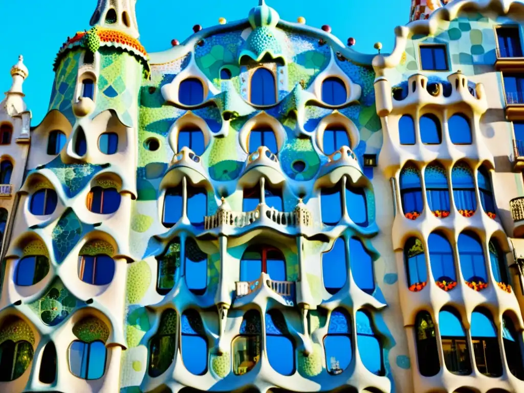 Experiencia arquitectónica en Hotel Casa Batlló, Barcelona: fachada impresionante, mosaicos coloridos, balcones y detalles únicos