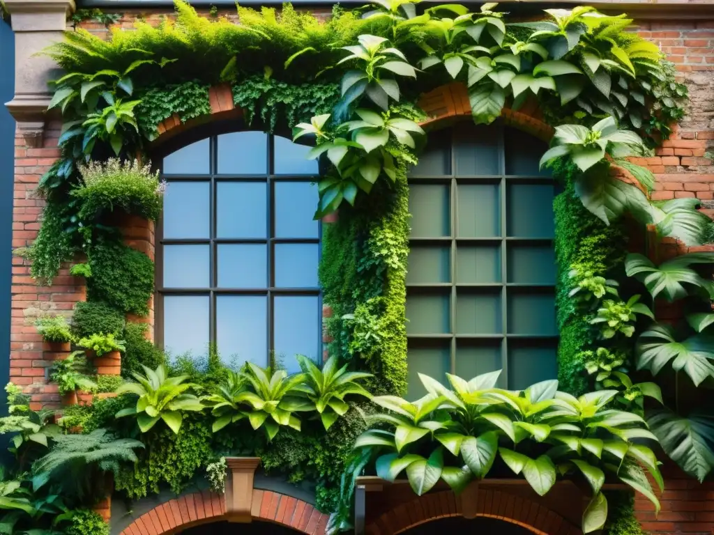 Jardín vertical histórico: Un espectáculo natural de belleza Una exuberante integración de jardines verticales en un edificio histórico, donde la naturaleza y el diseño arquitectónico se fusionan en armonía
