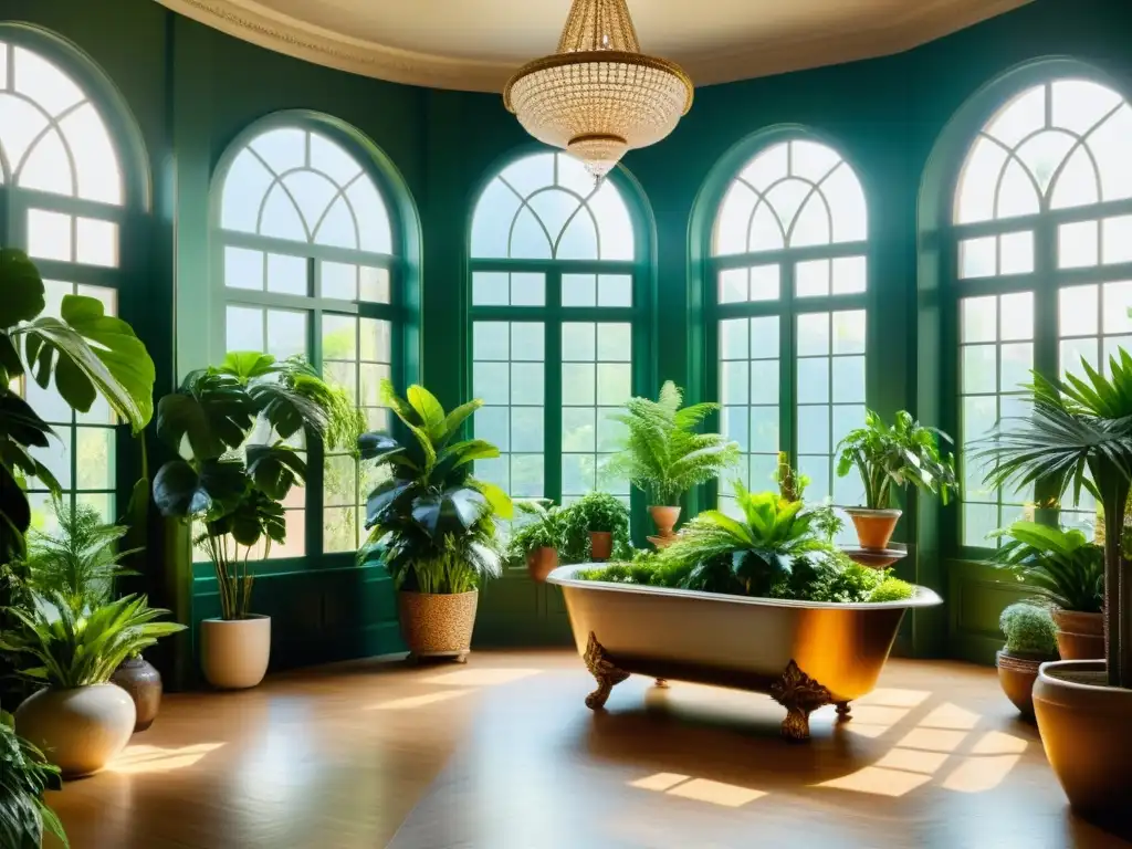 Un exuberante oasis de plantas y jardines interiores de alta gama, bañado en luz natural y elegancia sofisticada