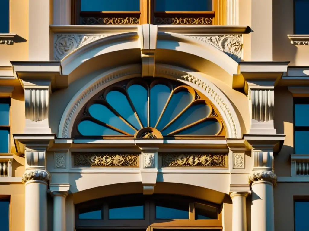 Una fotografía vintage de alta resolución de la fachada de un edificio histórico, con detalles arquitectónicos que realzan su valor inmobiliario