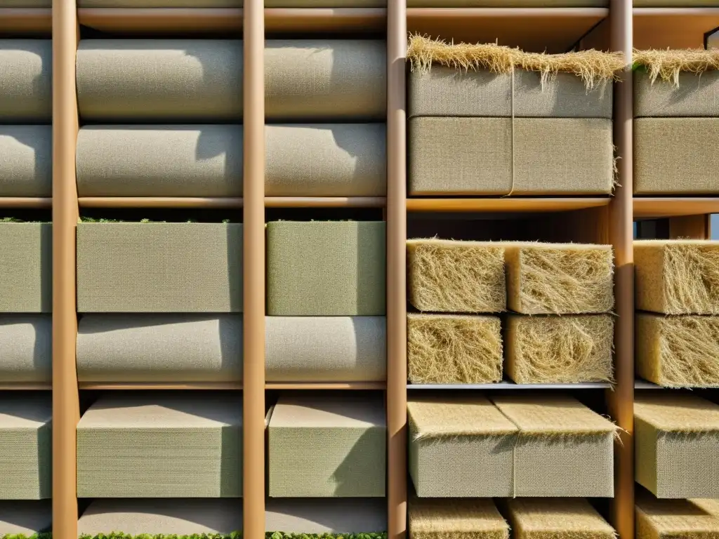 Innovación en fibras vegetales para construcción: Material ecoamigable de textura natural en estructura moderna, armonía entre tradición y vanguardia