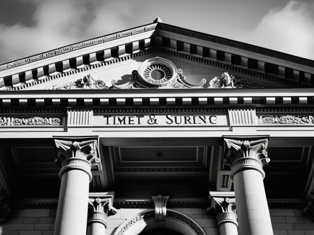 Foto en blanco y negro de un edificio histórico con detalles arquitectónicos, mostrando su influencia de la historia en arquitectura