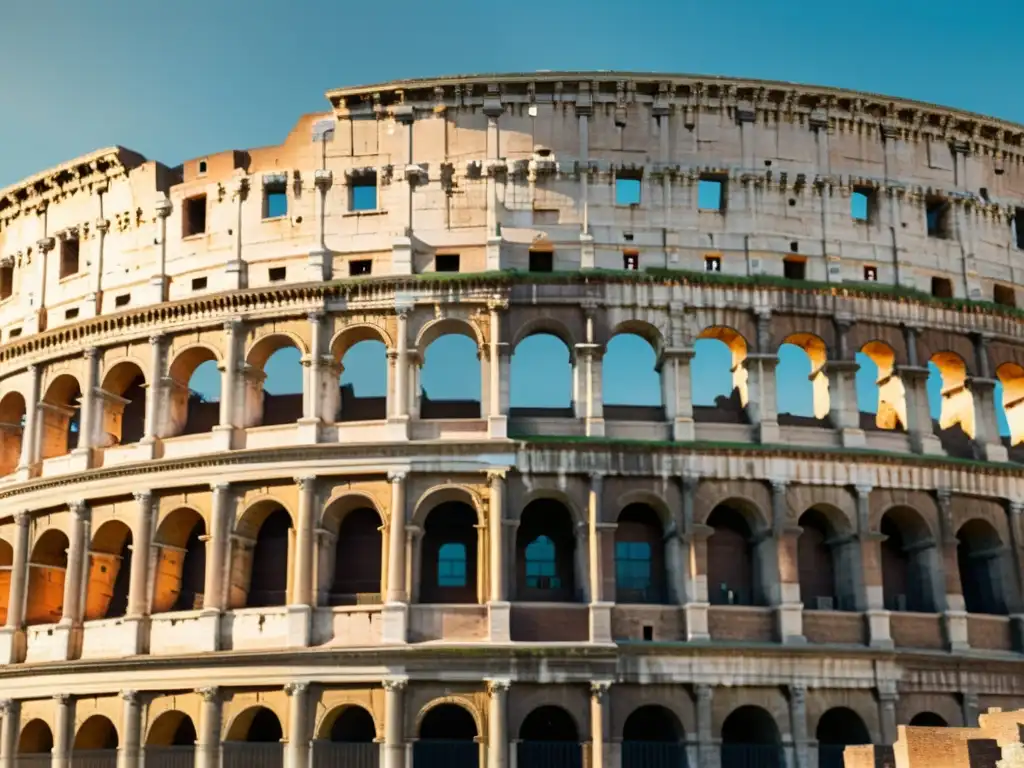 Foto detallada del Coliseo Romano, destacando la arquitectura y accesibilidad en espacios públicos históricos