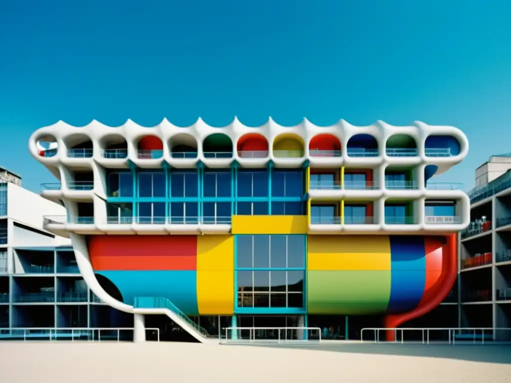 Foto vintage del innovador Centro Pompidou en París, destacando su diseño postmoderno y obras maestras arquitectura postmoderna