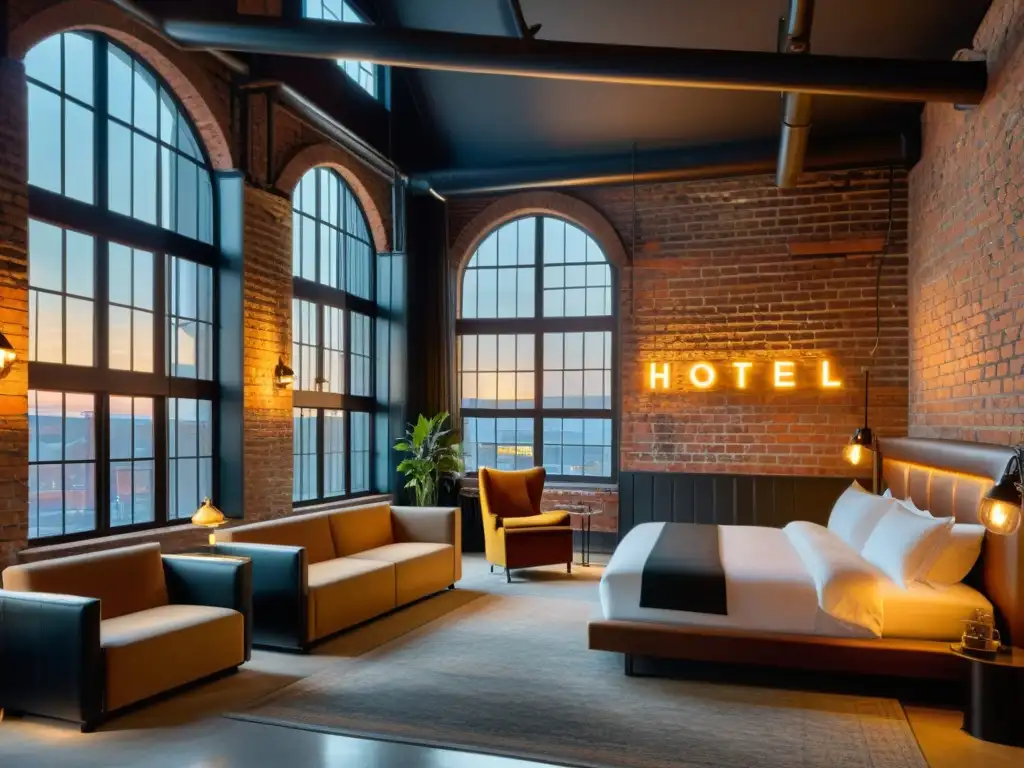 Hermoso hotel de lujo en una antigua fábrica renovada, con encanto vintage y comodidad contemporánea