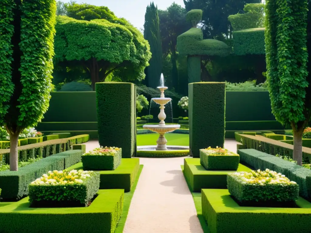 Un jardín histórico con principios renacentistas, cuidados detalles arquitectónicos y exuberante vegetación