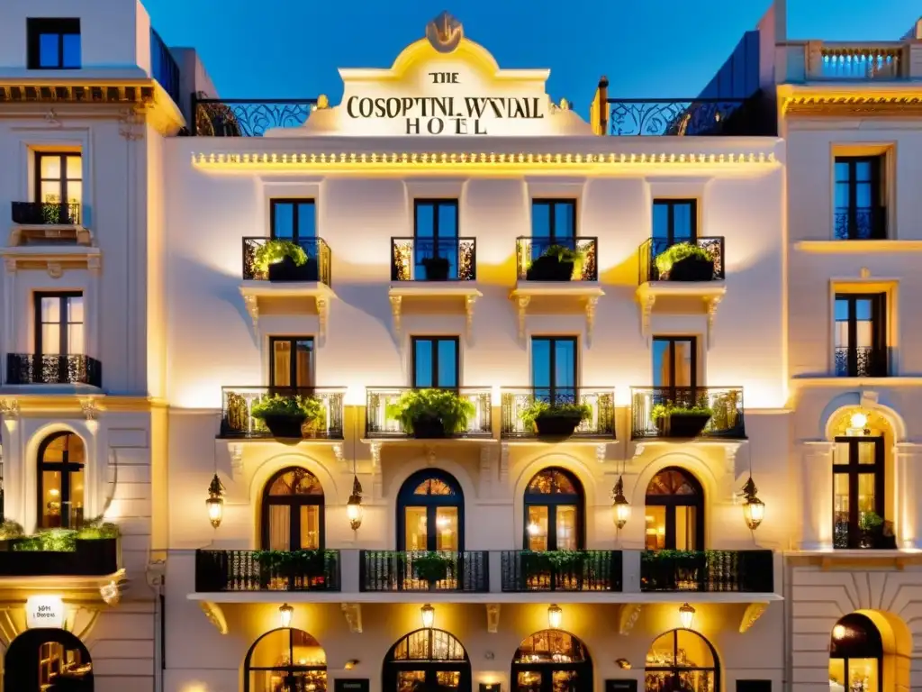 Hotel boutique vintage en ciudad cosmopolita Hotel boutique de diseño arquitectónico cosmopolita con encanto vintage y elegancia moderna en una ciudad bulliciosa