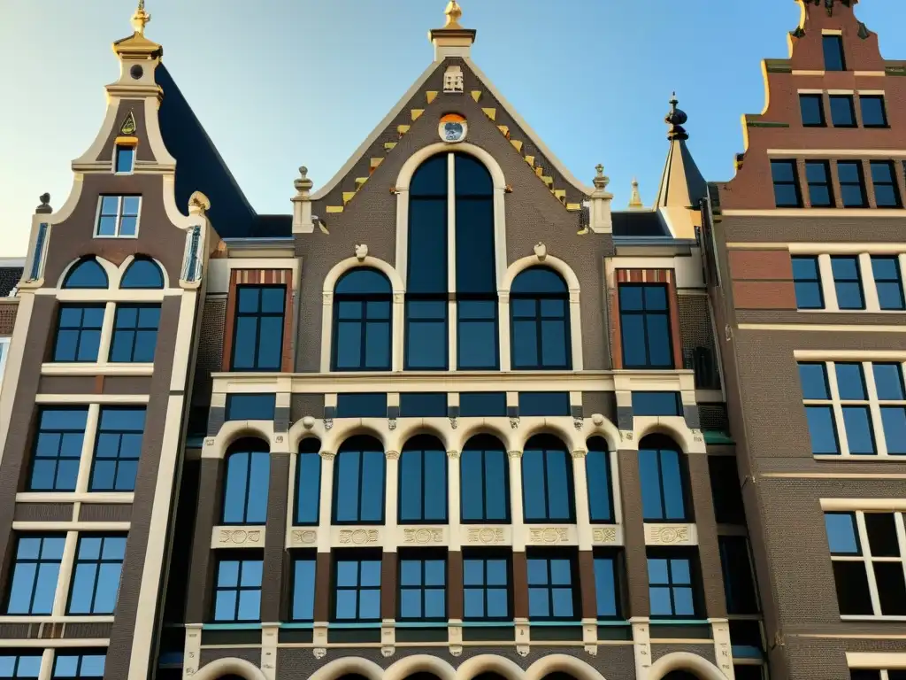 Imagen en blanco y negro de la icónica arquitectura de la Escuela de Amsterdam, con su distintivo diseño y detalles ornamentales que reflejan la modernidad y tradición de este estilo arquitectónico