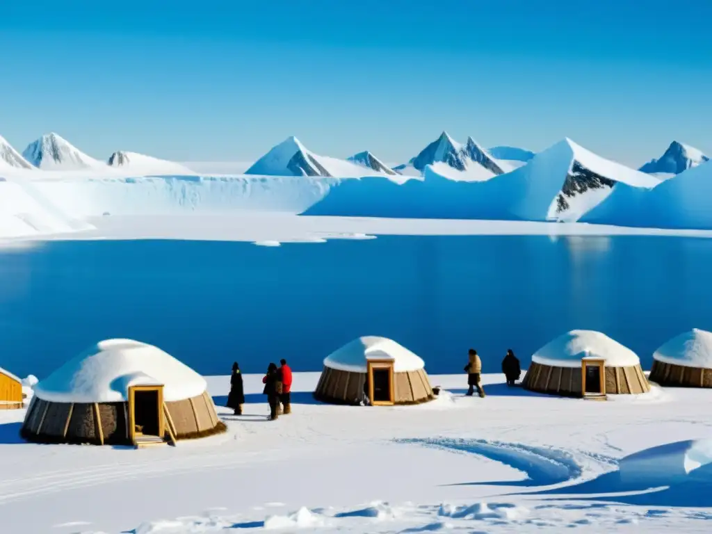 Una imagen de la construcción sostenible en la tundra, donde tradición e innovación se unen en armonía bajo el cielo azul