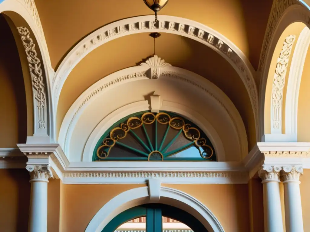 Imagen de un edificio histórico bellamente conservado con detalles arquitectónicos intrincados, bañado en cálida luz solar