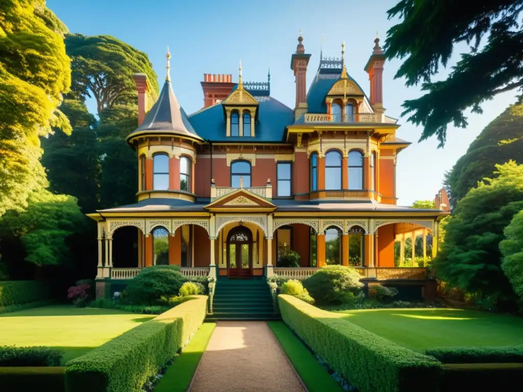 Imagen de mansión victoriana con jardín exuberante, exudando opulencia y elegancia para invertir en arquitectura de época