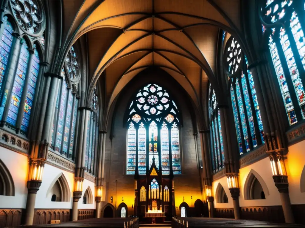 Imagen impactante de la arquitectura gótica de una iglesia, evocando misterio y enigma constructivo iglesias góticas