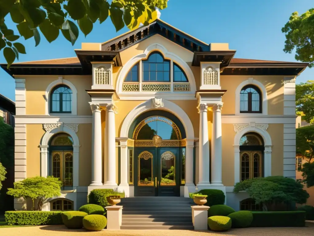 Esplendor histórico: entrada majestuosa y detalles arquitectónicos Imagen de una majestuosa propiedad histórica que evoca admiración y nostalgia