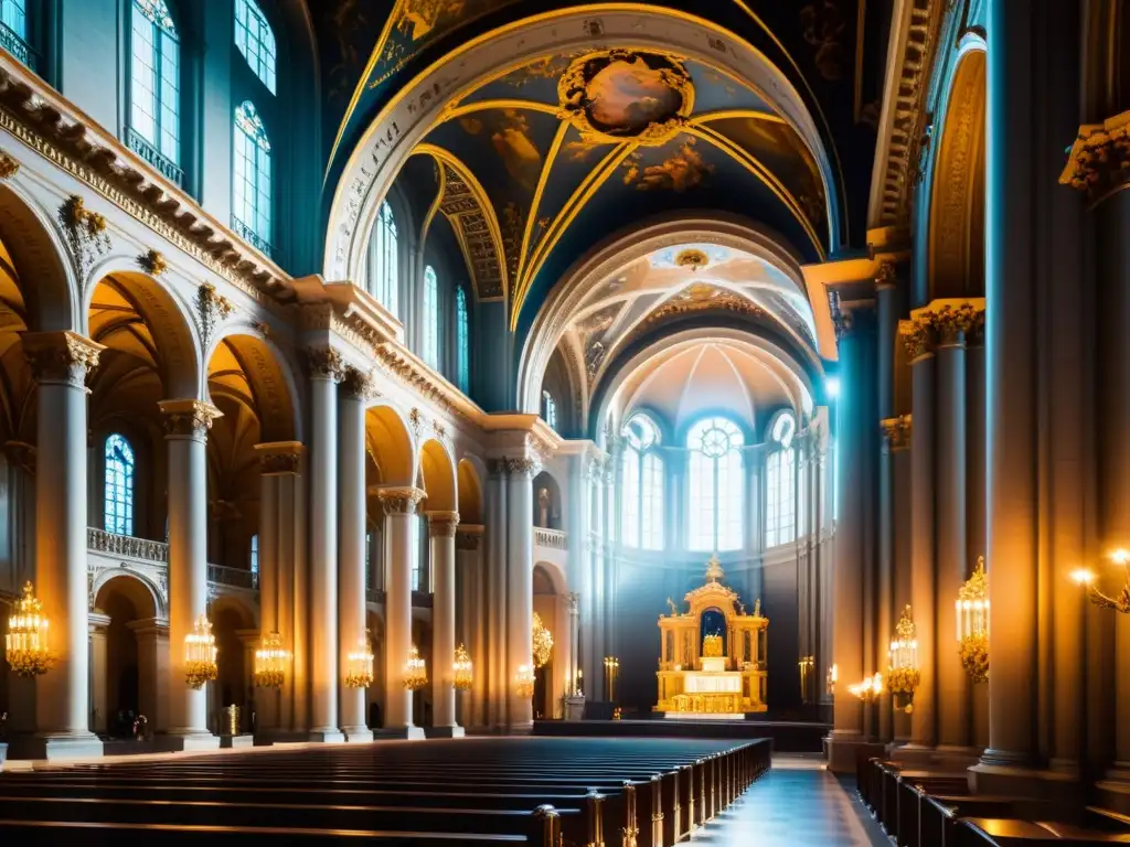 Imagen de la majestuosa catedral europea, muestra la transición del manierismo al barroco con su arquitectura barroca ornamental y dramática