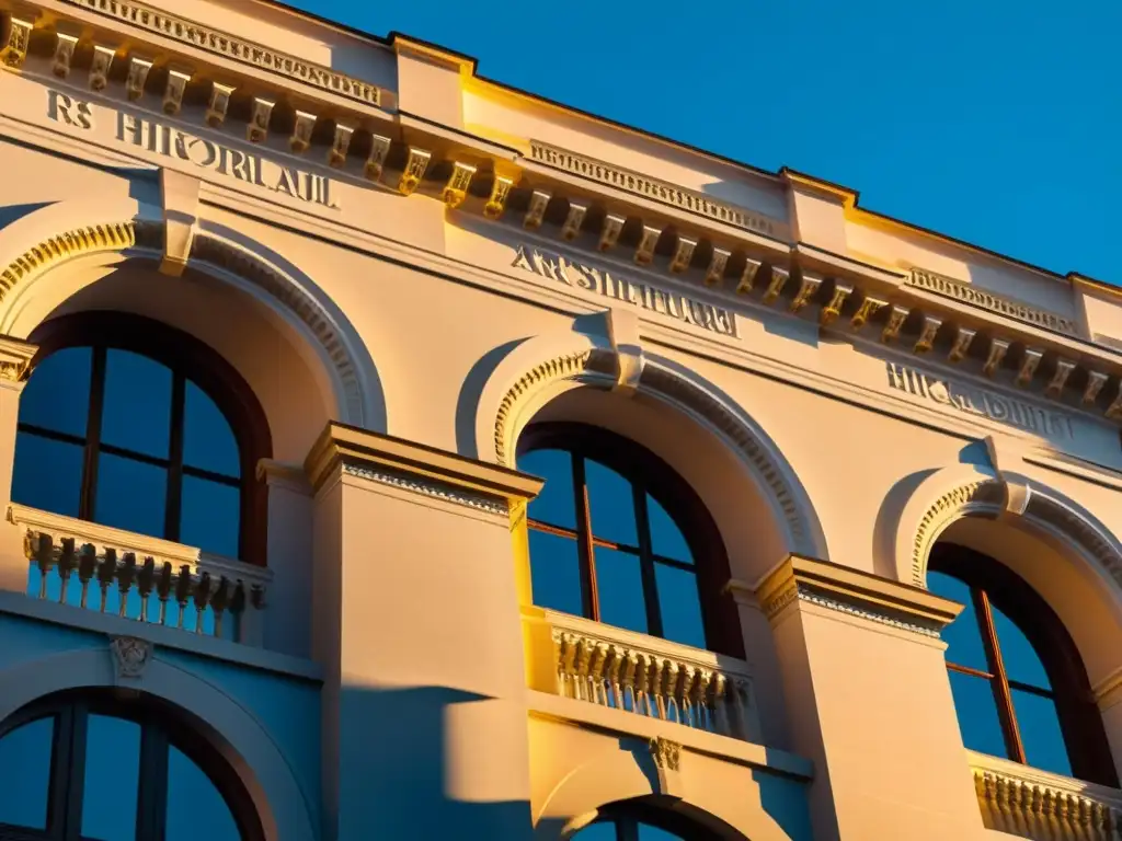 Imagen nocturna de fachada histórica con iluminación cálida resaltando detalles arquitectónicos