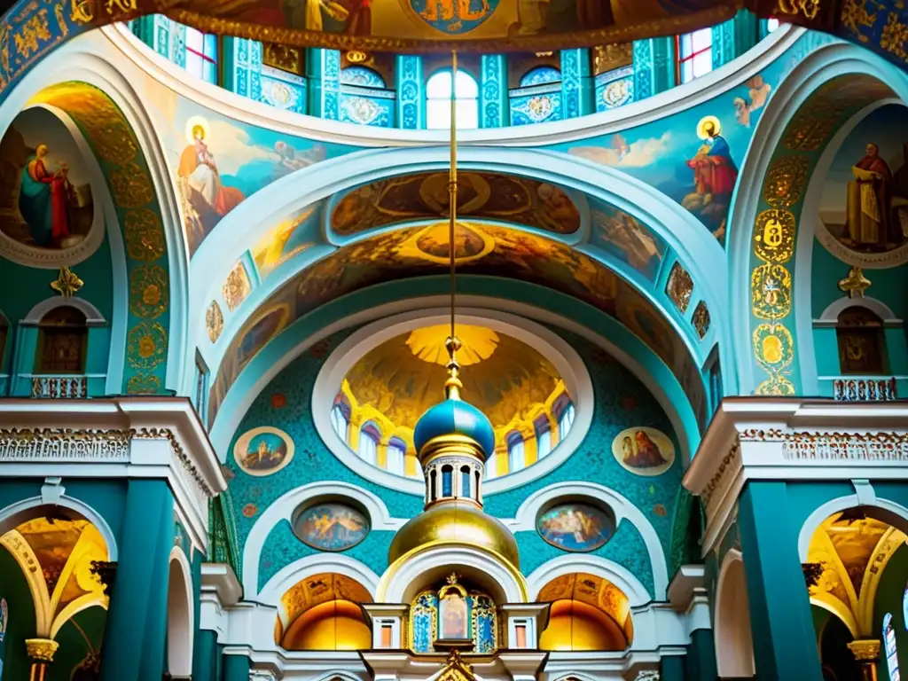 Imagen del opulento interior barroco ruso de la Iglesia del Salvador sobre la Sangre Derramada en San Petersburgo