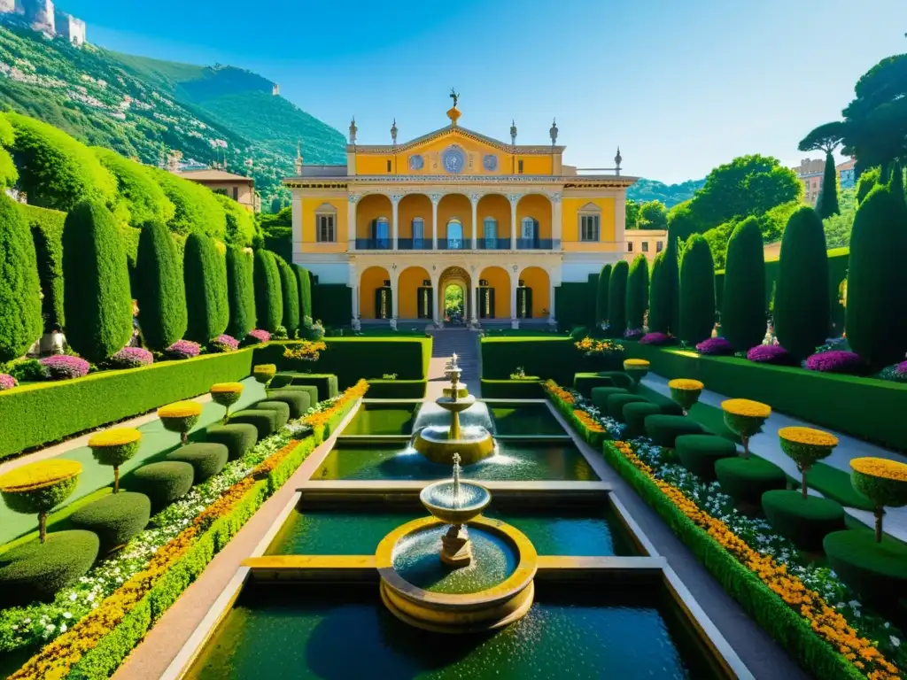 Imagen en 8k de la Villa d'Este en Tívoli, Italia, con jardines del Renacimiento y arquitectura renacentista detallada