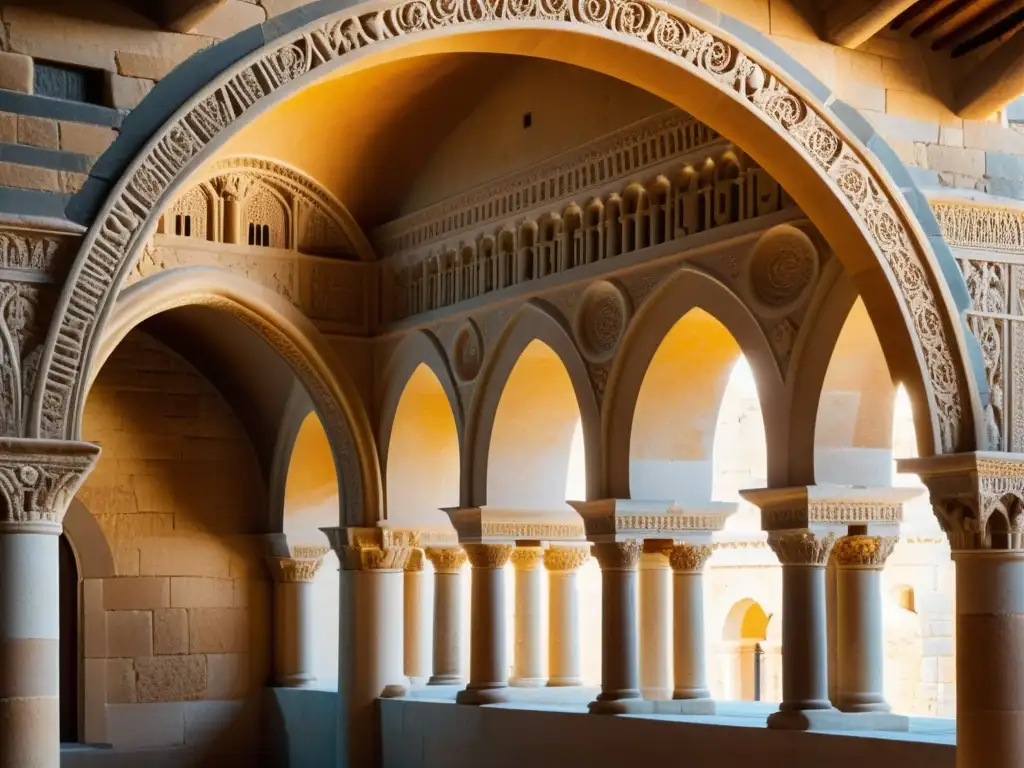 Imagen de una iglesia románica con influencias orientales, destacando la fusión de estilos y la riqueza de detalles arquitectónicos