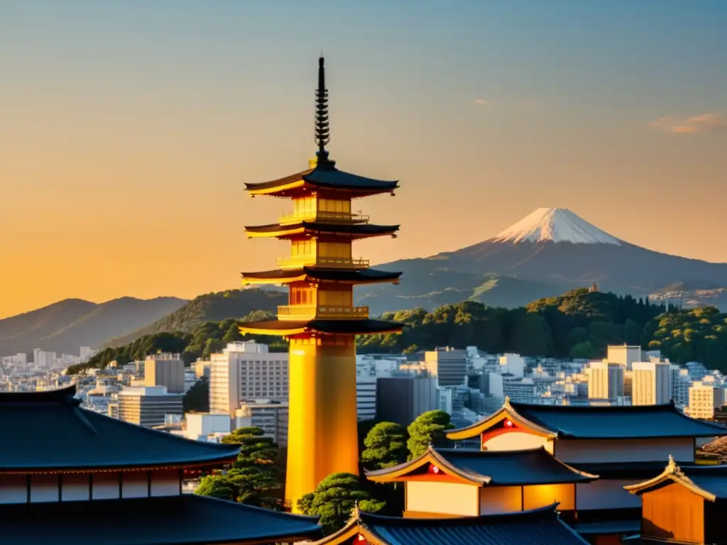 Imagen de la Torre de Kyoto destacando la arquitectura contemporánea en diálogo con la tradición japonesa al atardecer