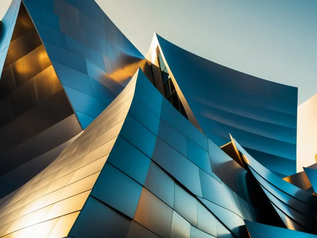 Imagen vintage del icónico Walt Disney Concert Hall en Los Ángeles, con su arquitectura deconstructivista desafiando normas tradicionales