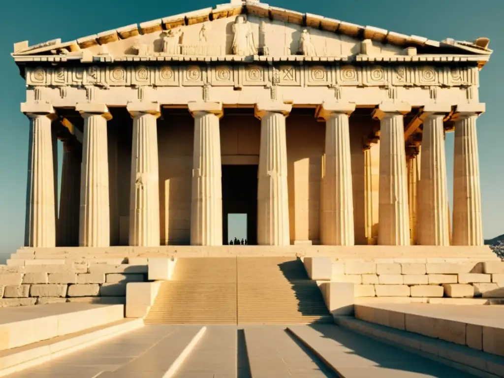 Imagen vintage del simétrico Parthenon en Atenas, evocando principios estéticos arquitectura clásica simetría y grandiosidad