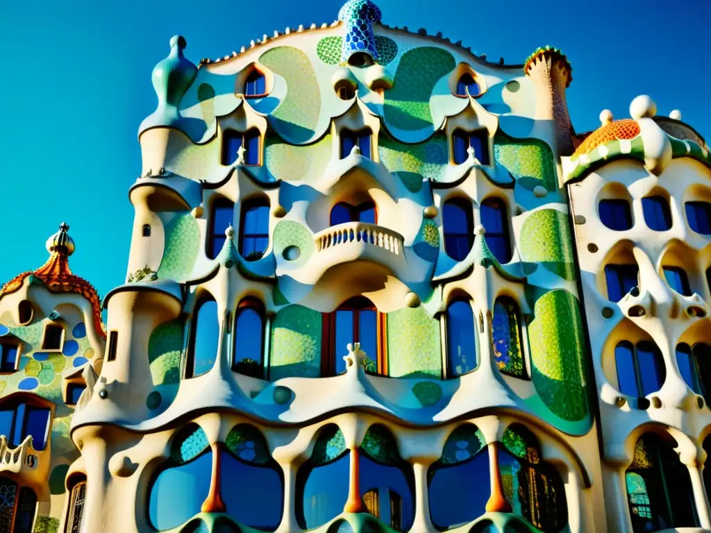 Imagen vintage de Casa Batlló de Gaudí en Barcelona, con su modernismo catalán interiorismo actual y detalles ornamentales