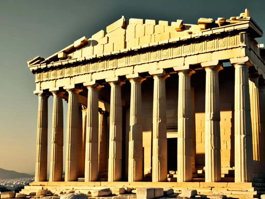 Imagen vintage del exterior del Partenón en Atenas, Grecia