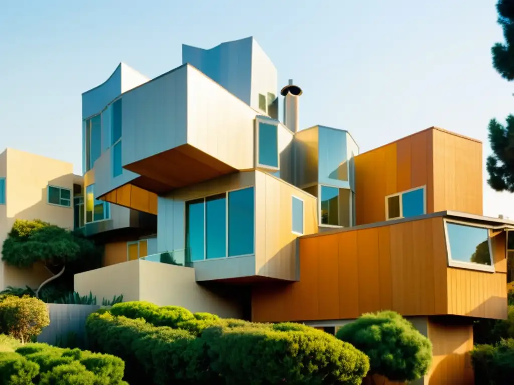 Imagen vintage de la icónica Residencia Gehry en Santa Mónica, California, con su estilo deconstructivista en la arquitectura contemporánea