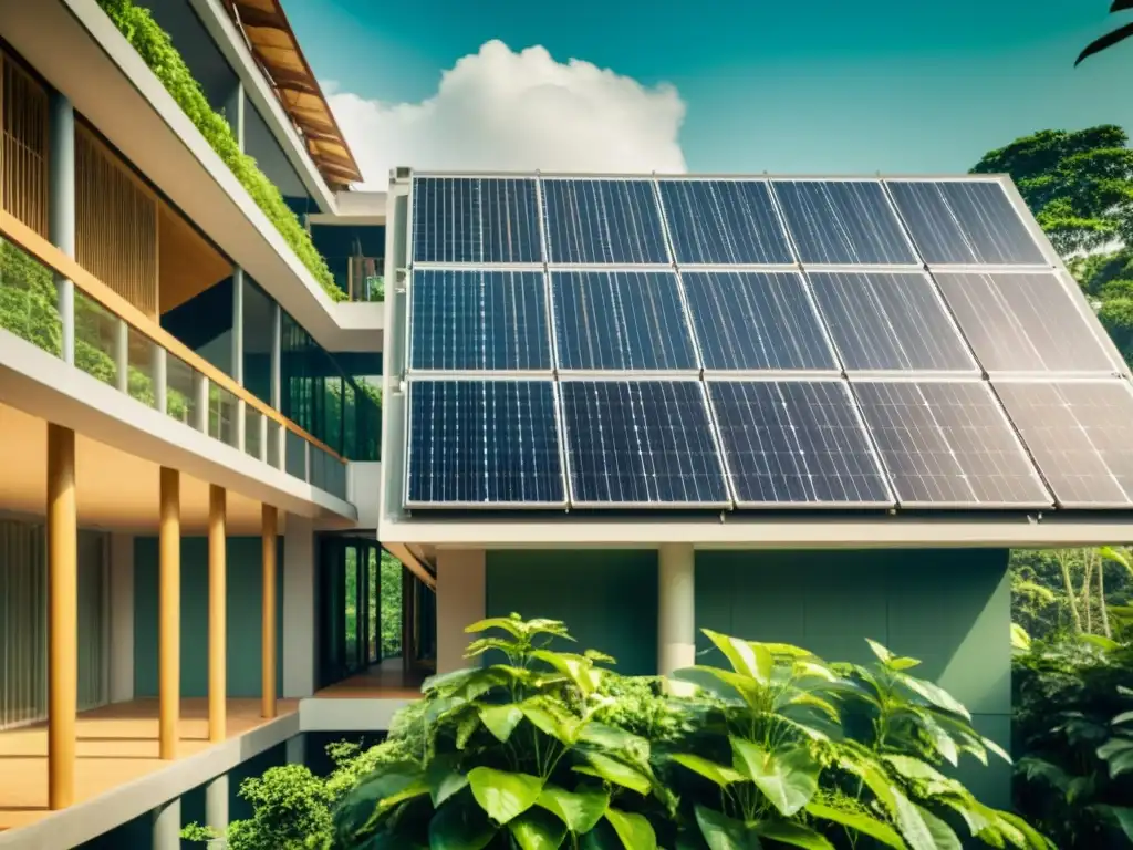 Imagen vintage del icónico Centro Educación Ambiental Singapur, con diseño moderno y ecoamigable, paneles solares y sistemas de conservación de agua innovadores