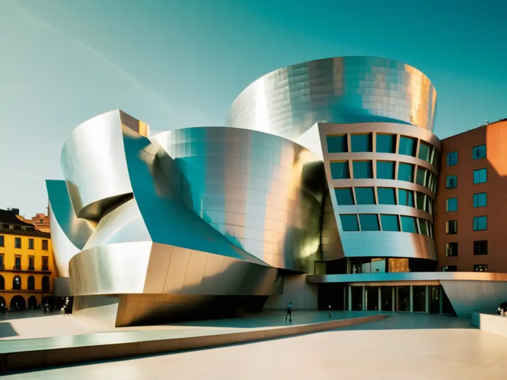 Imagen vintage del icónico Museo Guggenheim en Bilbao, España