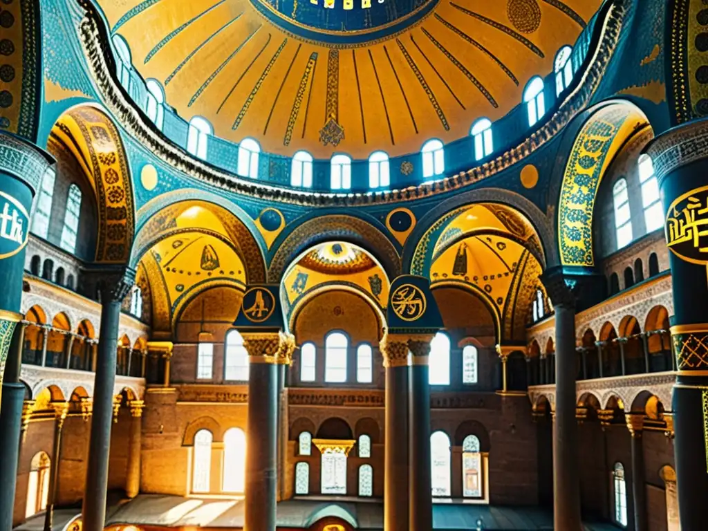 Una imagen vintage de la impresionante arquitectura bizantina de la Hagia Sophia en Estambul