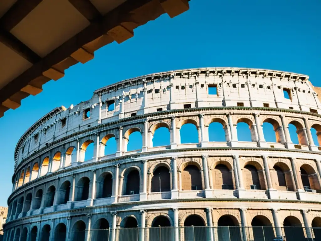 Imagen vintage del majestuoso Coliseo en Roma, con detalles arquitectónicos y una atmósfera nostálgica