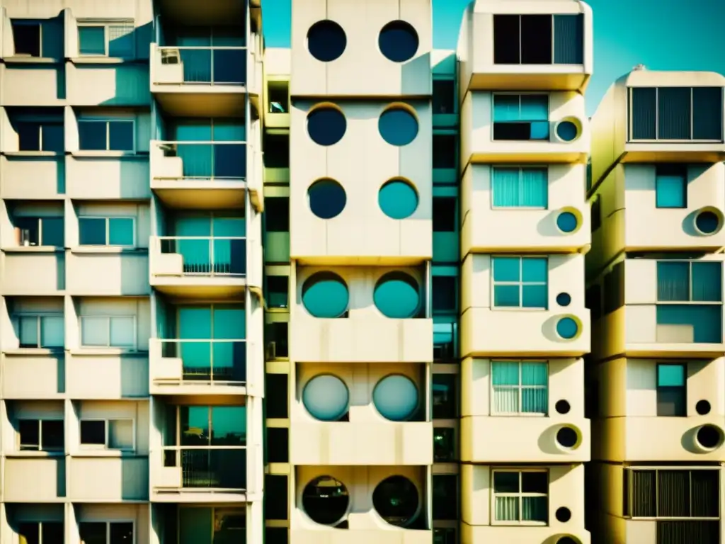 Imagen vintage de la icónica Torre de Cápsulas Nakagin en Tokio, reflejando la innovación arquitectónica del metabolismo japonés