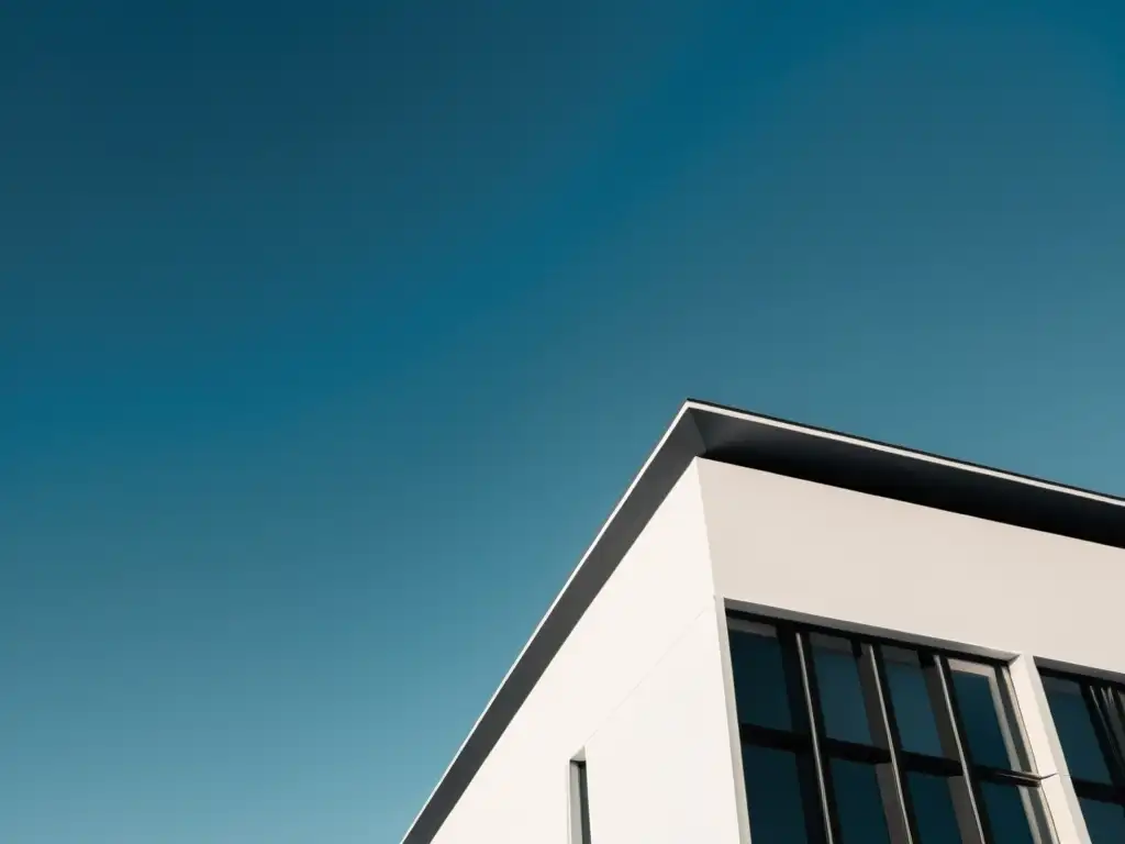 Imponente edificio minimalista en blanco y negro con sublime sencillez en arquitectura minimalista, rodeado de tranquilidad y elegancia atemporal