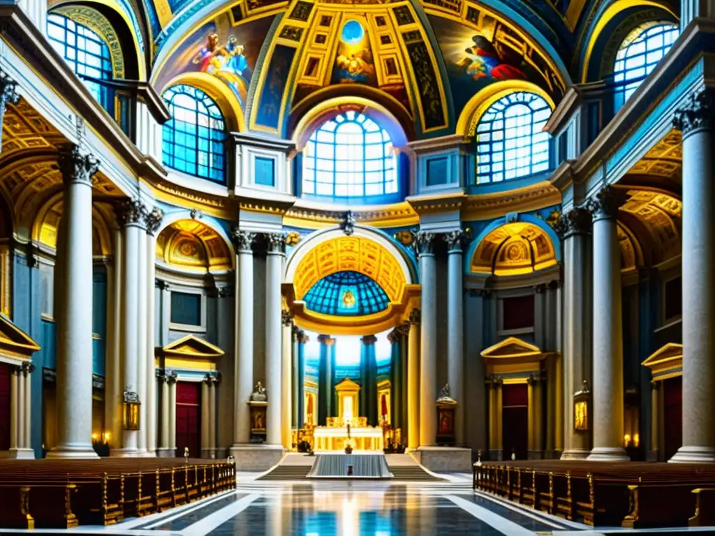 Esplendor renacentista en San Pedro del Vaticano Imponente pintura vintage de la majestuosa arquitectura renacentista en San Pedro del Vaticano, con cálidos tonos que evocan historia y grandeza
