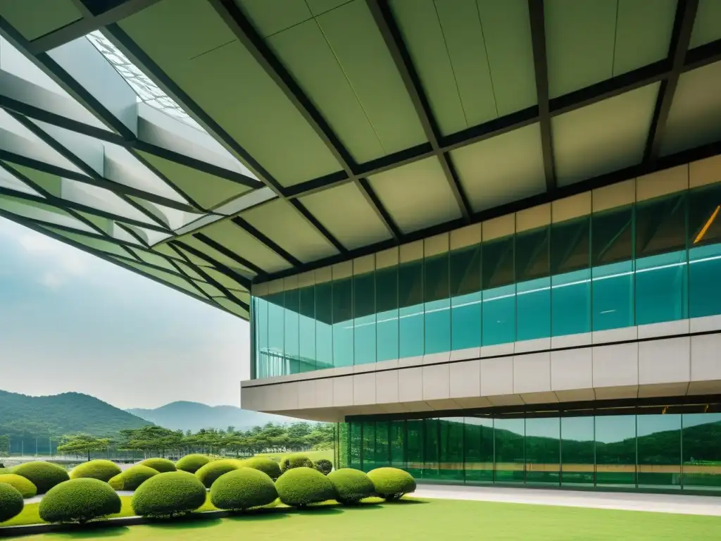 Una fotografía vintage impresionante de la Biblioteca Nacional de Sejong City en Corea del Sur