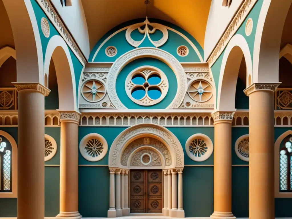 Increíble iglesia románica con influencias orientales en su arquitectura, destacando patrones geométricos, cúpulas ornamentadas y detalles tallados en la fachada