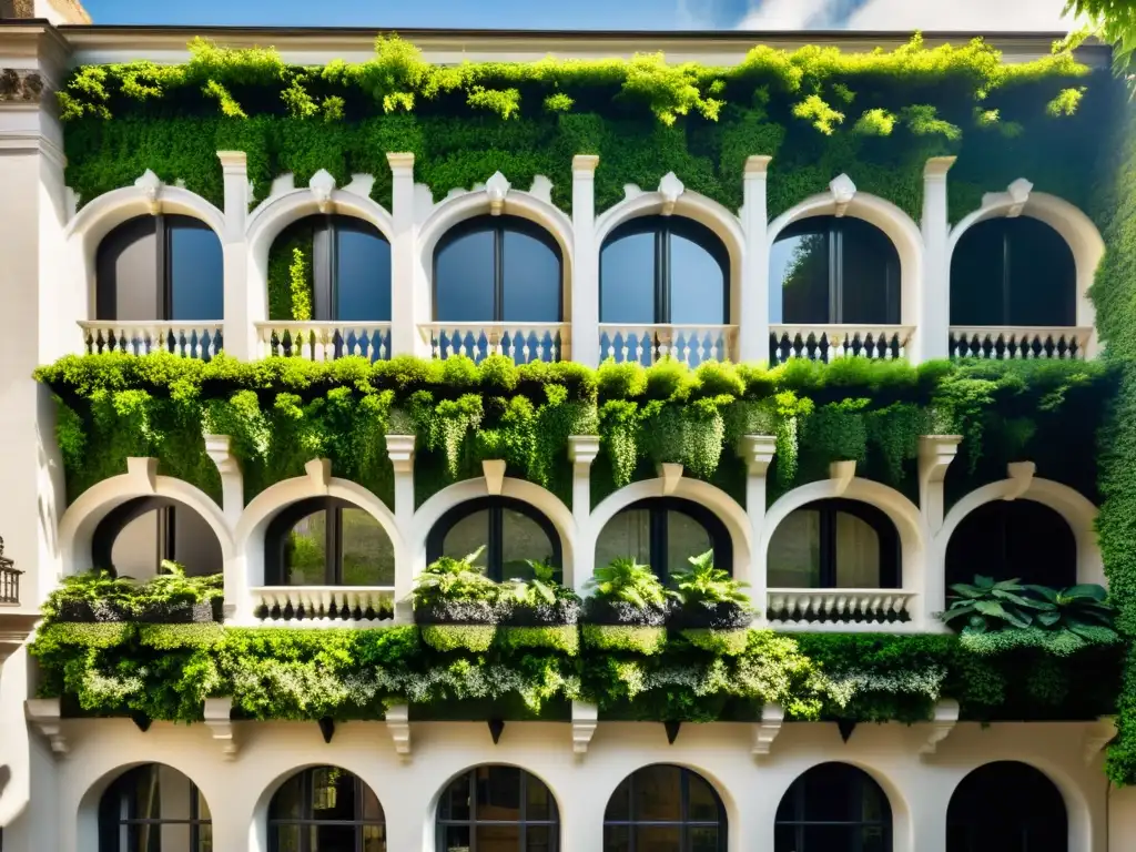 Jardines verticales en arquitectura histórica: belleza atemporal Integración de jardines verticales en arquitectura histórica, contraste entre naturaleza y estructura