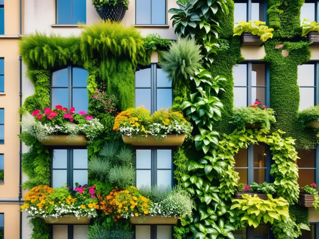 Jardín vertical vintage: naturaleza y arquitectura en armonía Integración de jardines verticales en arquitectura vintage, armonía entre naturaleza y diseño