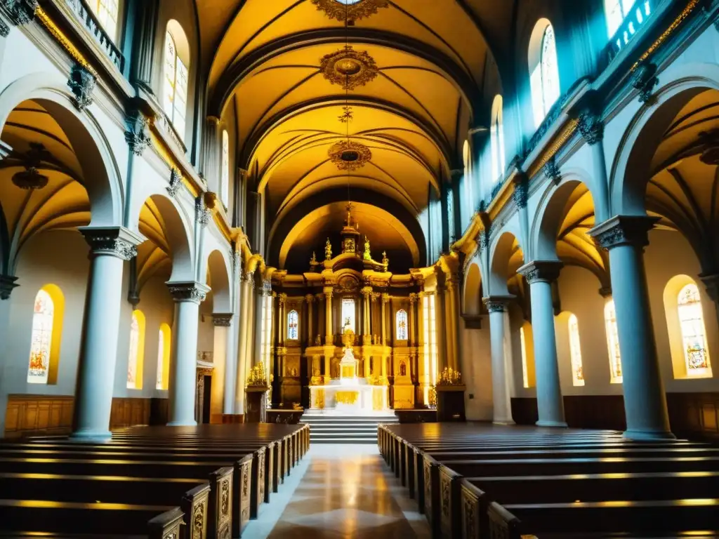 Interior barroco dorado de la Iglesia de los Clérigos en Oporto, Portugal