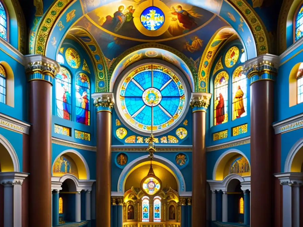 Interior deslumbrante de la Iglesia del Salvador sobre la Sangre Derramada en San Petersburgo, capturando la opulencia del Barroco Ruso