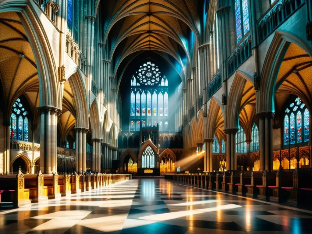 Interior majestuoso de la Abadía de Westminster con influencia gótica, catedrales góticas Europa