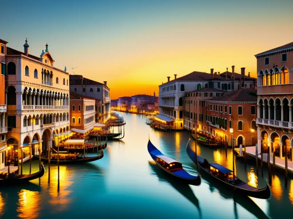 Venecia en el siglo XV: Canales, puentes y palacios Una ilustración vintage de la intrincada red de canales y puentes en Venecia del siglo XV, con su arquitectura única y palacios elaborados