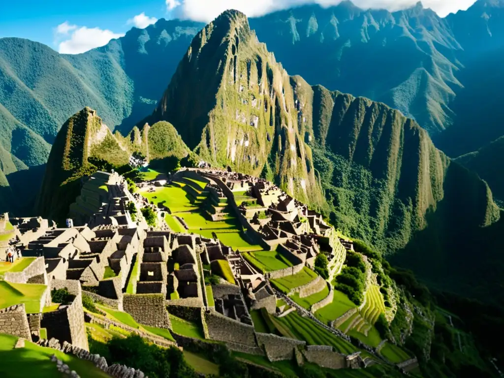 Descubre la majestuosidad de Machu Picchu, con sus antiguas estructuras de piedra y terrazas, en medio de los Andes