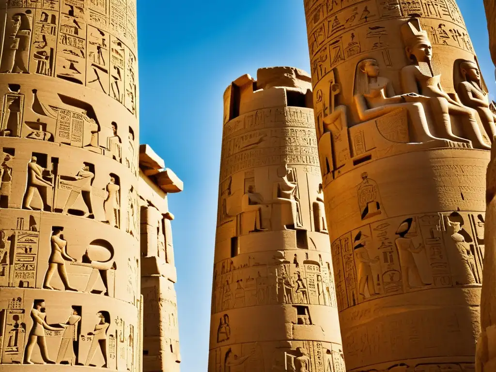 La majestuosidad eterna del Templo de Karnak en Egipto antiguo, una guía arquitectónica que evoca grandiosidad atemporal