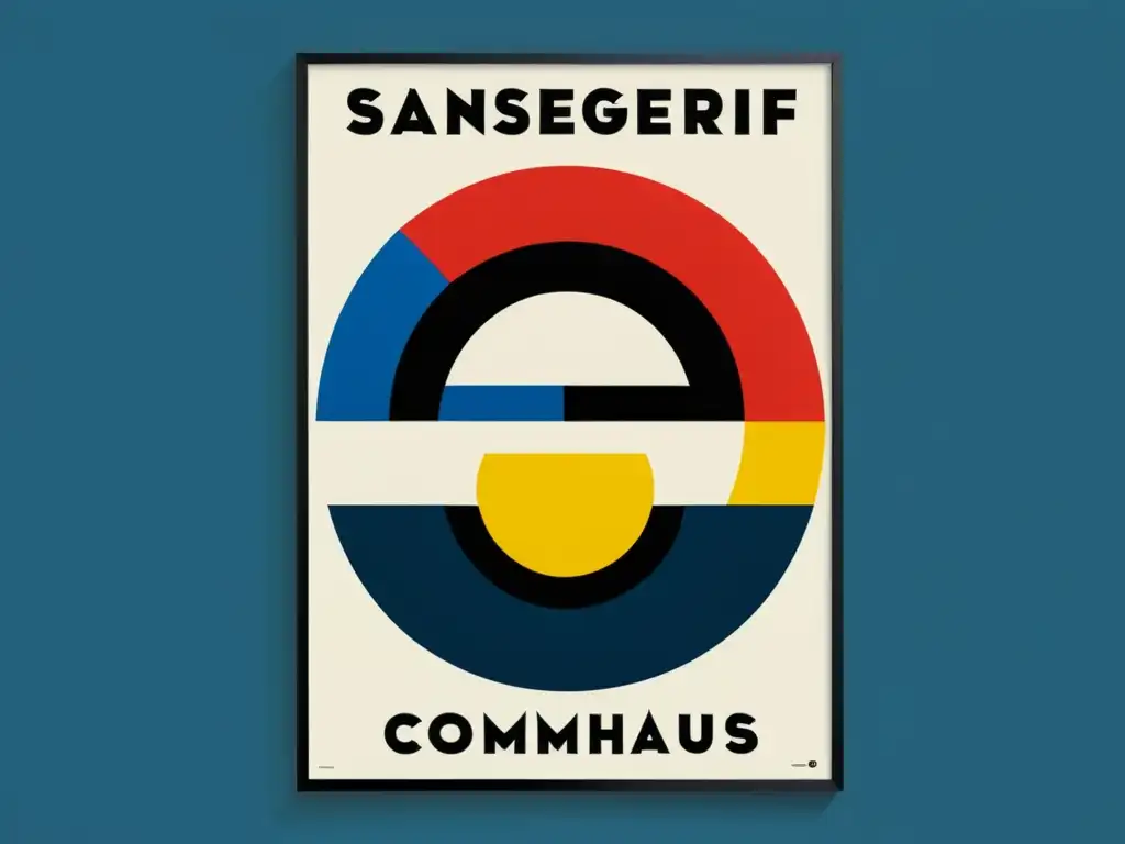 Un póster vintage con formas geométricas en colores primarios, evocando los principios de diseño Bauhaus para la arquitectura moderna