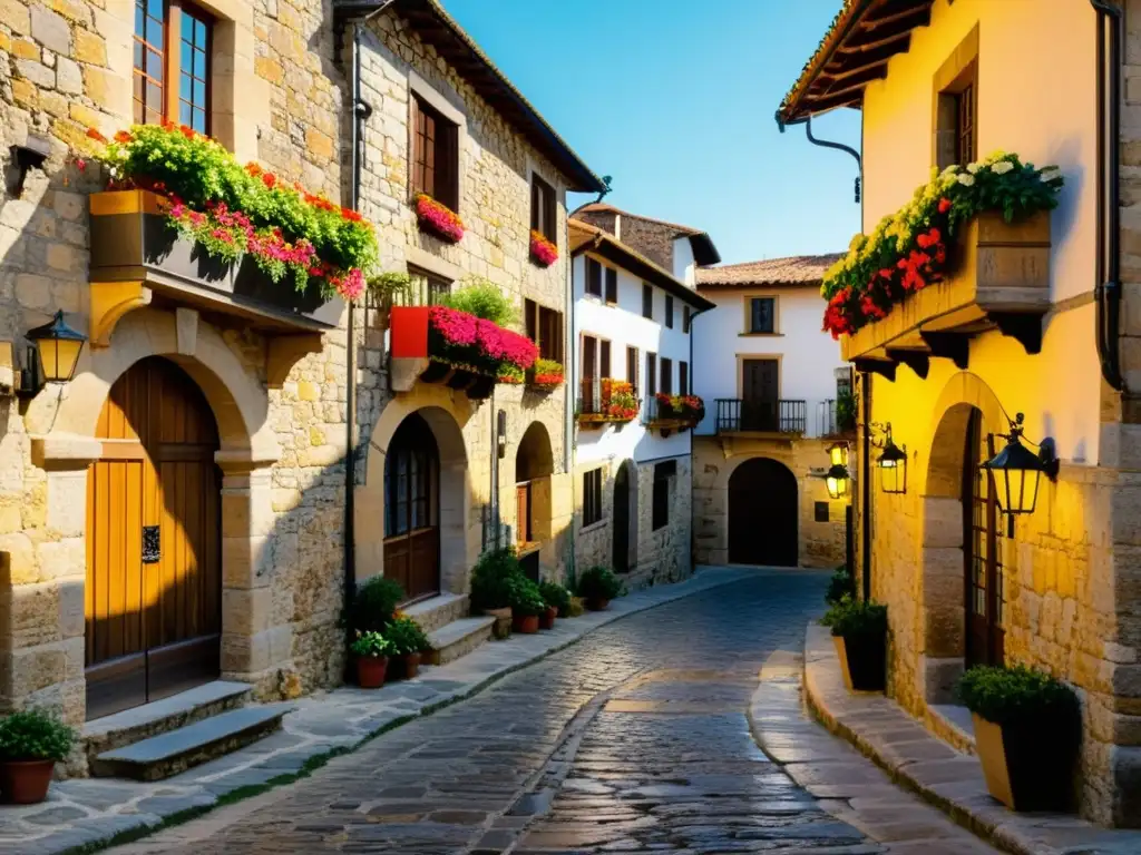 Soleada tarde en Santillana del Mar, con arquitectura tradicional y calles empedradas