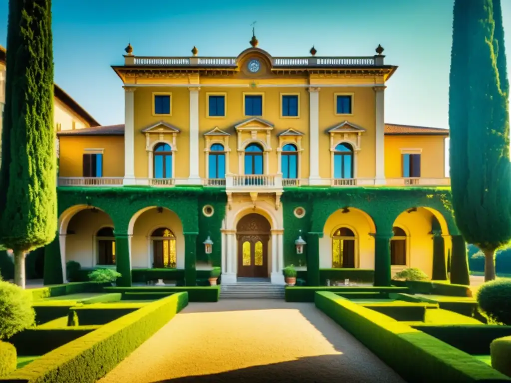 Restauración sostenible del majestuoso Castello di Rivoli, con detalles arquitectónicos y exuberante vegetación en su entorno