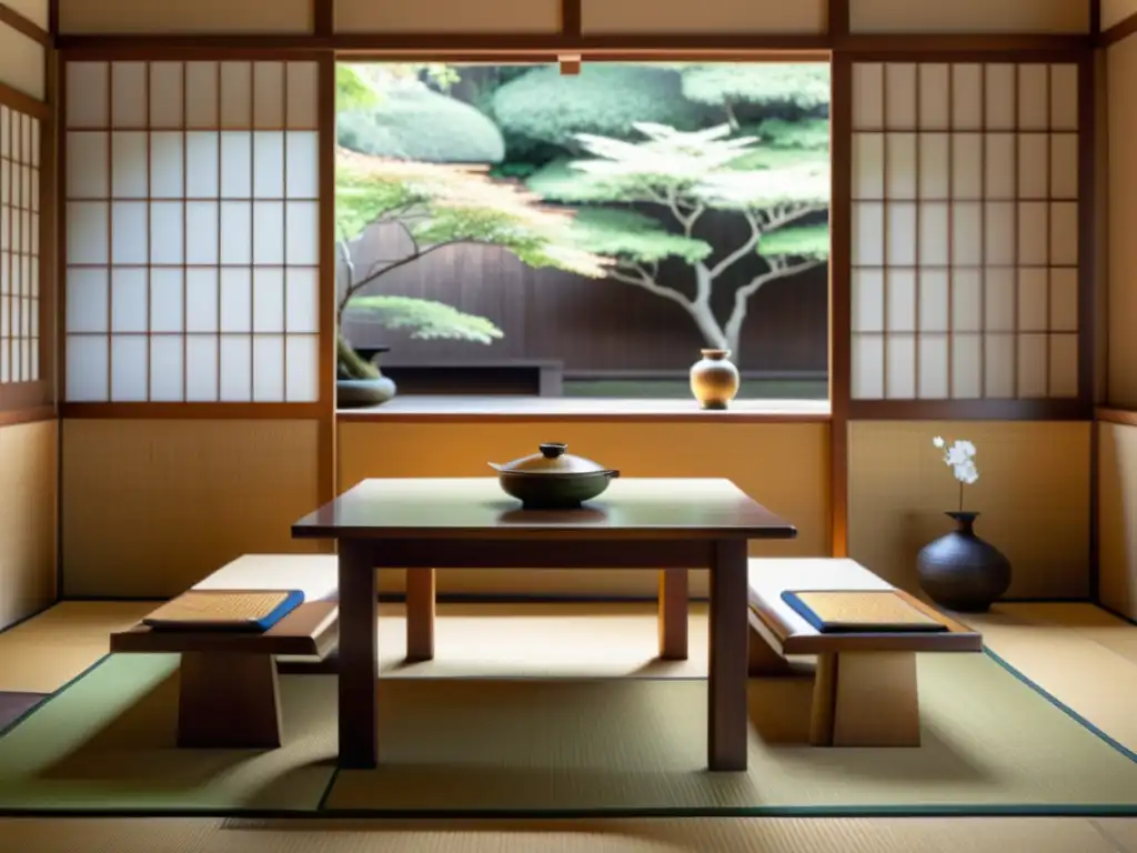 Un tearoom japonés tradicional evoca serenidad y armonía espiritual